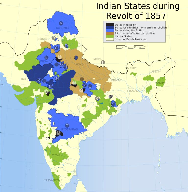 সিপাহী বিদ্রোহের সময় উপমহাদেশের অবস্থা; Image Source: wikipedia.com