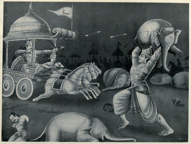 https://assets.roar.media/assets/EL0QQW2T7tne3oCy_1019px-Bhima_throws_an_elephant_at_Karna's_chariot.jpg