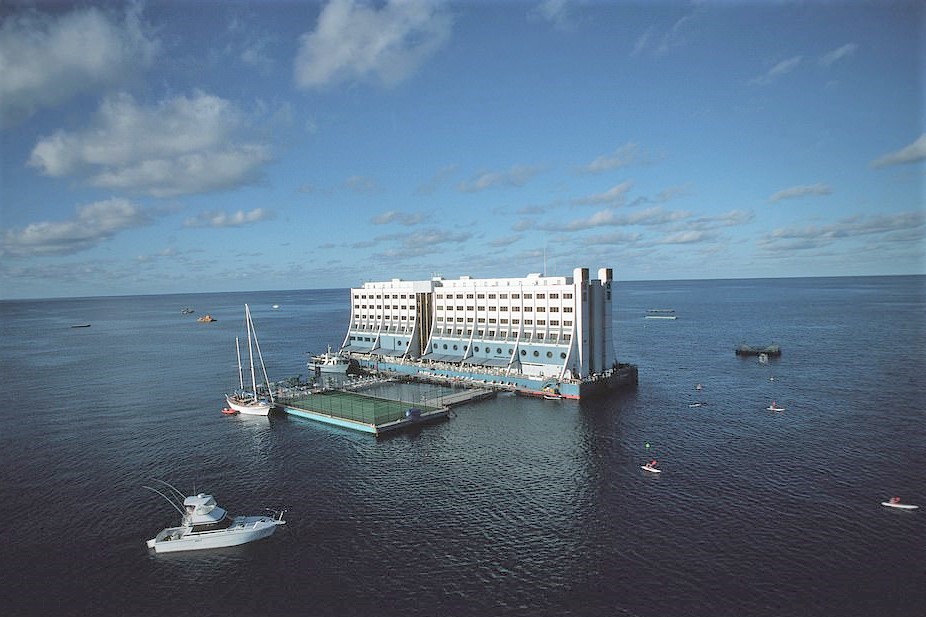 floating hotel at distance