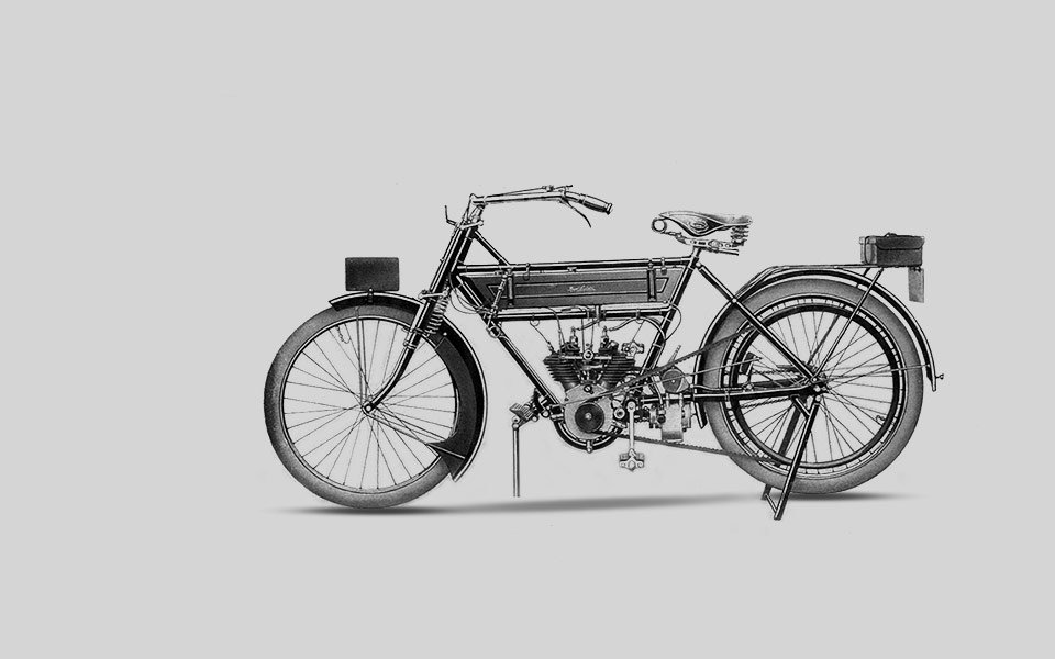 1909 Royal Enfield’s first V-twin, using a 297cc Swiss-made Motosacoche engine, is launched at the Stanley Cycle Show. The model achieves numerous competition successes the following year, including in the John O’ Groats to Lands End Trial.